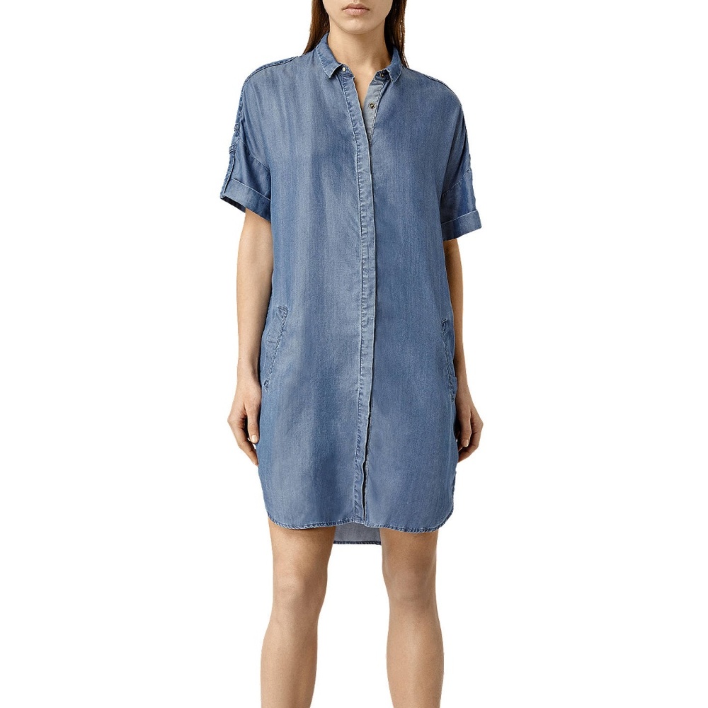 ALL SAINTS Mel Indigo Denim Chambray Shirt Dress